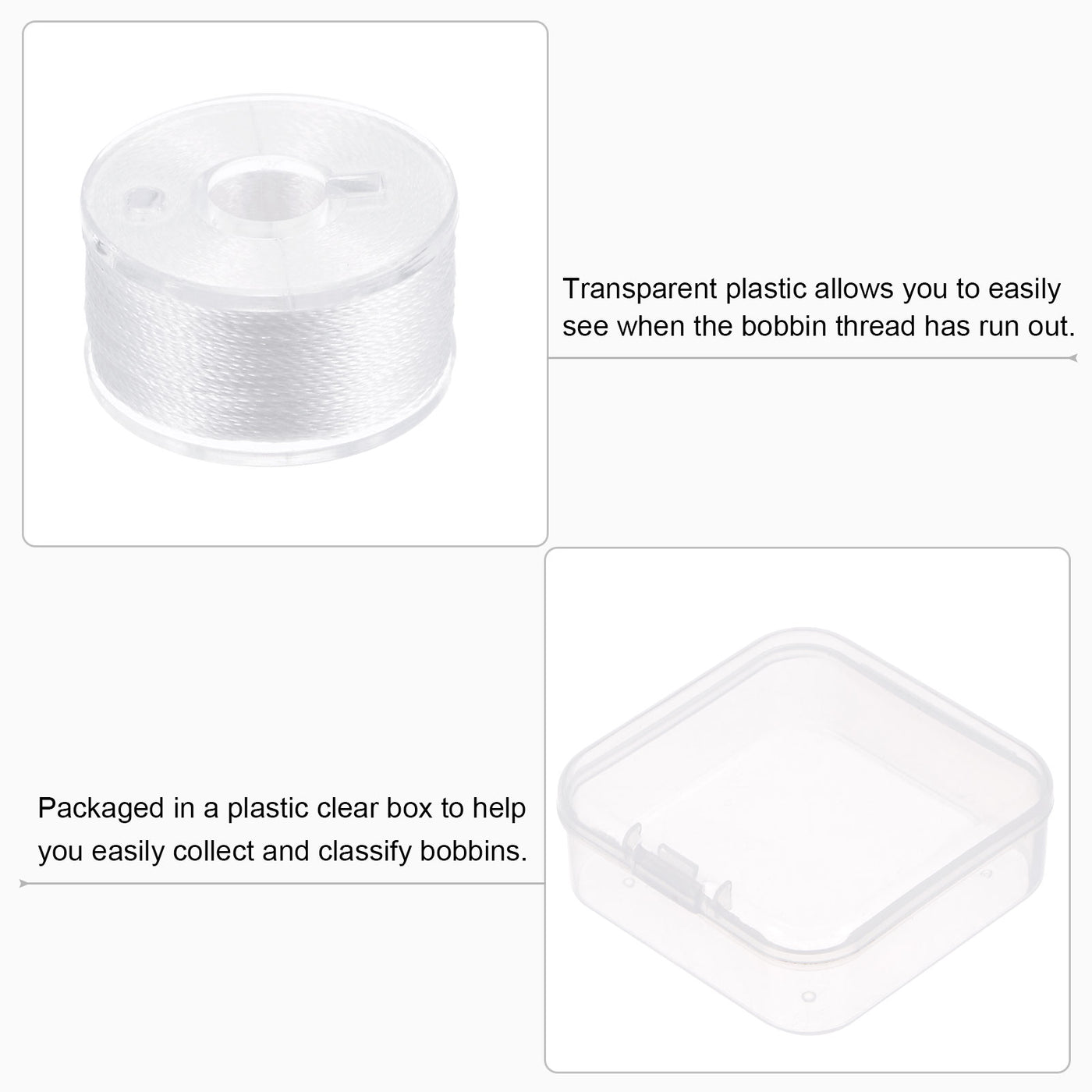 Harfington Prewound Sewing Bobbin Thread Set of 5pcs with Storage Plastic Case, White