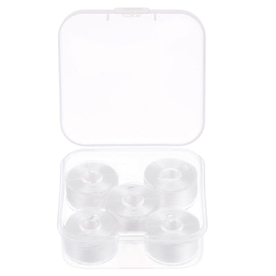 Harfington Prewound Sewing Bobbin Thread Set of 5pcs with Storage Plastic Case, White