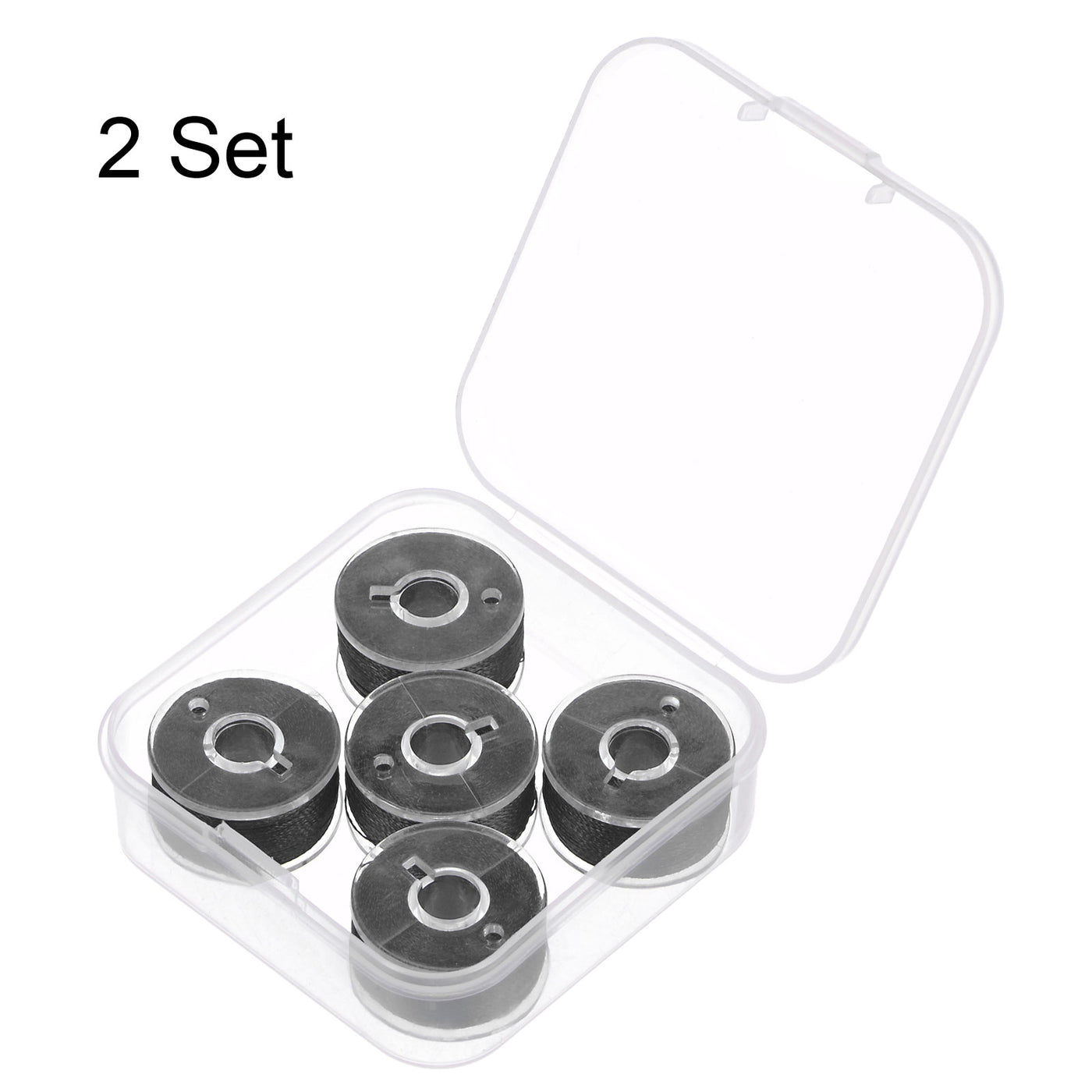 Harfington 2set Prewound Sewing Bobbin Thread with Storage Plastic Case, Black