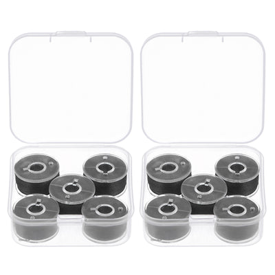 Harfington 2set Prewound Sewing Bobbin Thread with Storage Plastic Case, Black