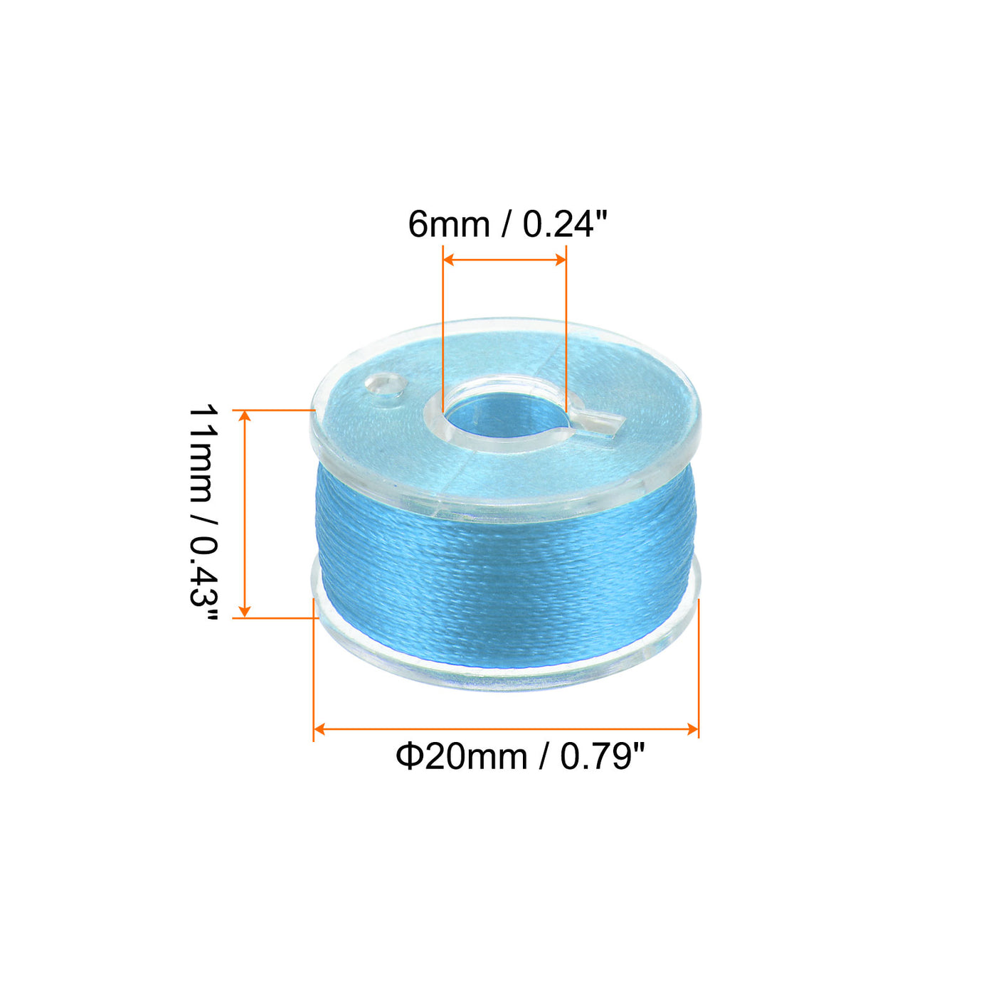 Harfington Prewound Sewing Bobbin Thread Set of 5pcs with Storage Plastic Case, Sky Blue