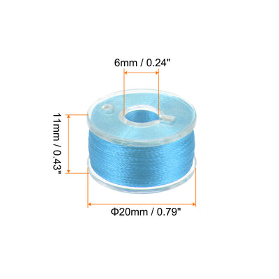 Harfington Prewound Sewing Bobbin Thread Set of 5pcs with Storage Plastic Case, Sky Blue