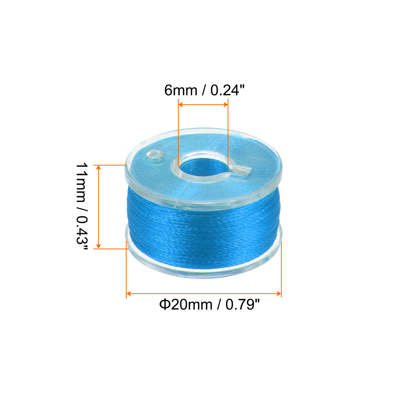 Harfington Prewound Sewing Bobbin Thread Set of 5pcs with Storage Plastic Case, Light Blue