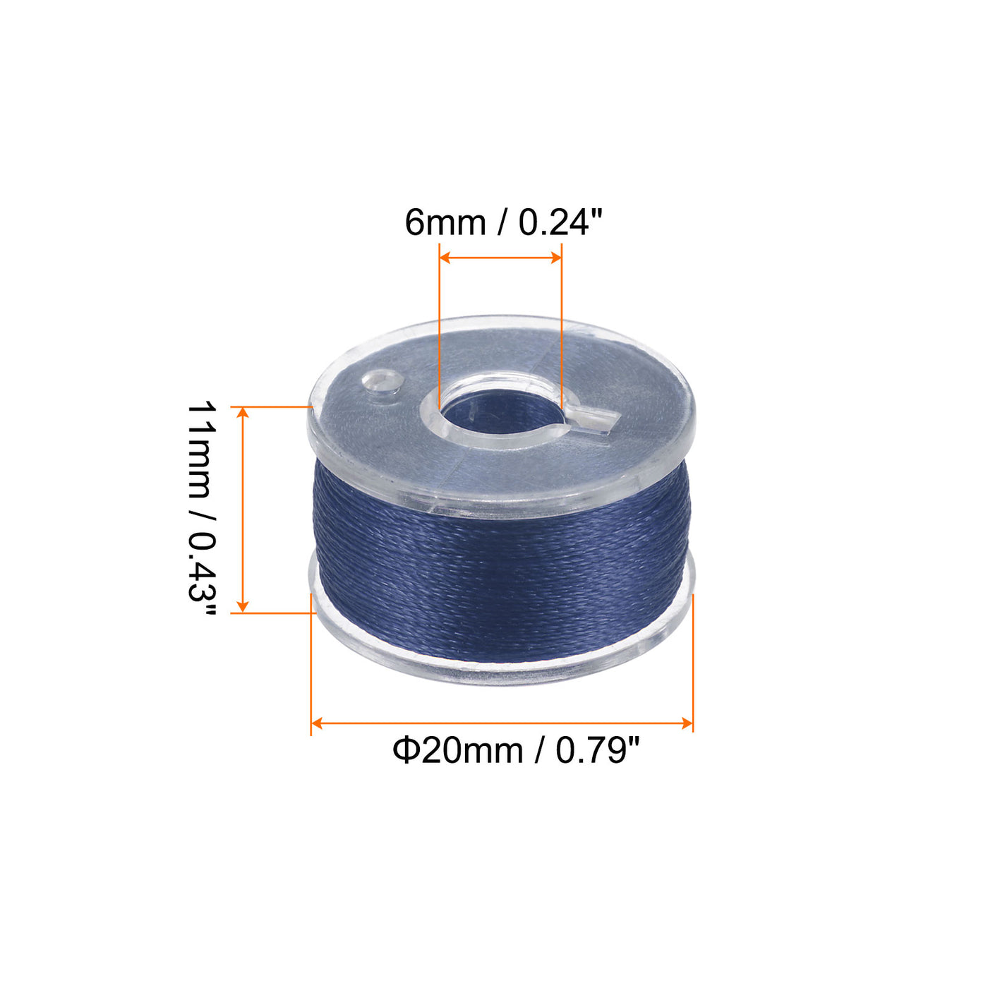 Harfington Prewound Sewing Bobbin Thread Set of 5pcs with Storage Plastic Case, Dark Blue