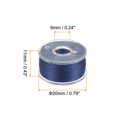 Harfington Prewound Sewing Bobbin Thread Set of 5pcs with Storage Plastic Case, Dark Blue