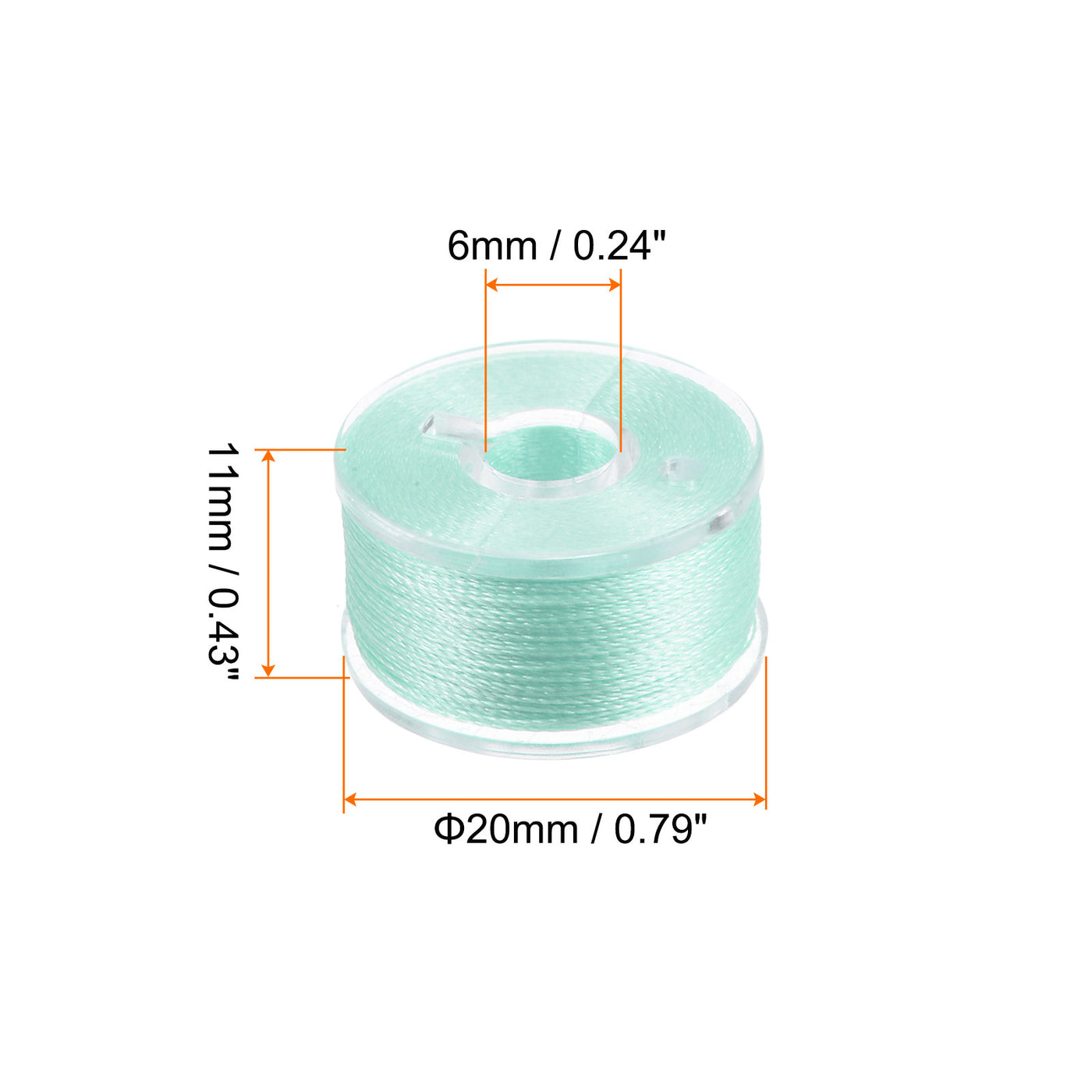 Harfington Prewound Sewing Bobbin Thread Set of 5pcs with Storage Plastic Case, Light Green