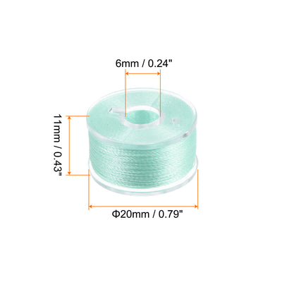 Harfington Prewound Sewing Bobbin Thread Set of 5pcs with Storage Plastic Case, Light Green