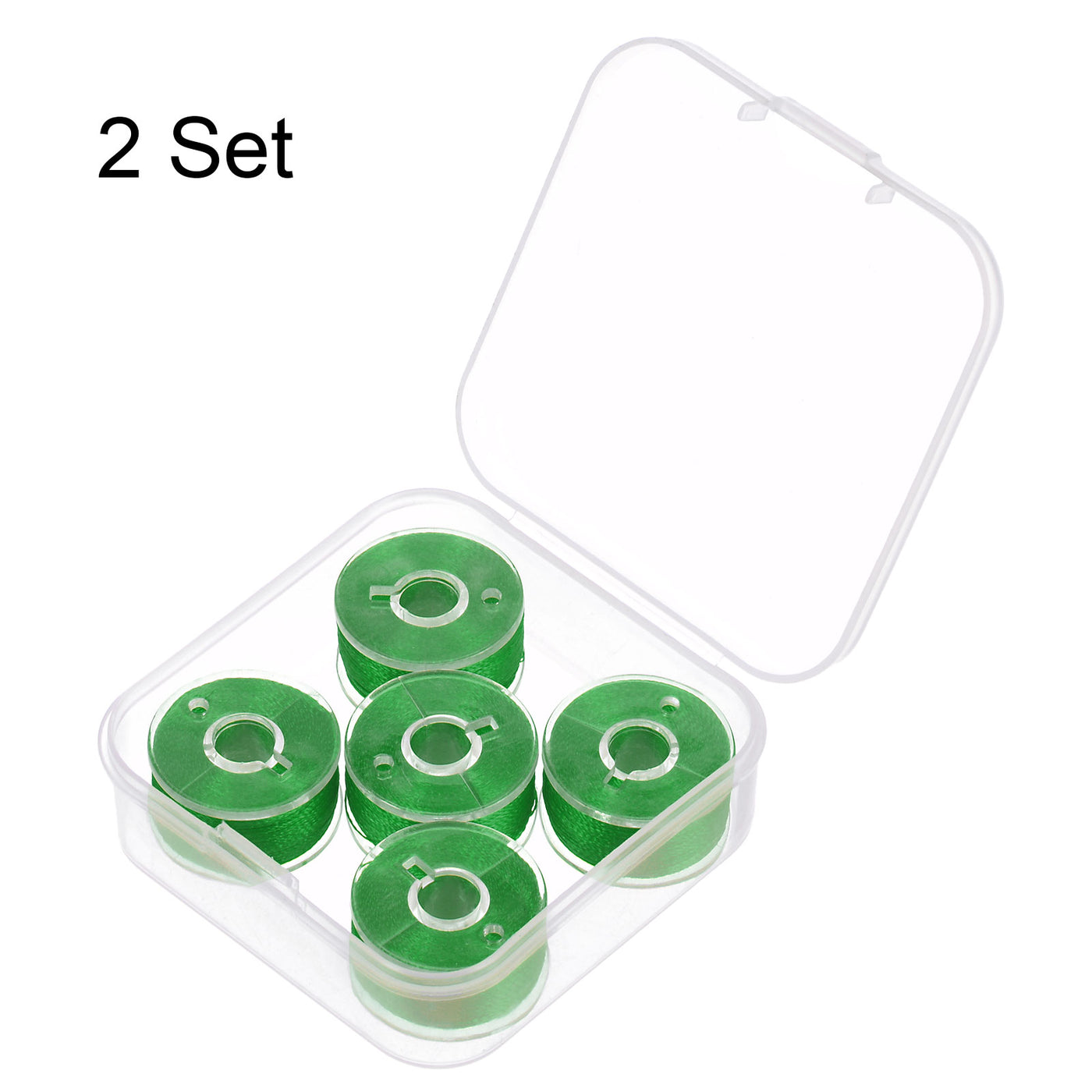 Harfington 2set Prewound Sewing Bobbin Thread with Storage Plastic Case, Green