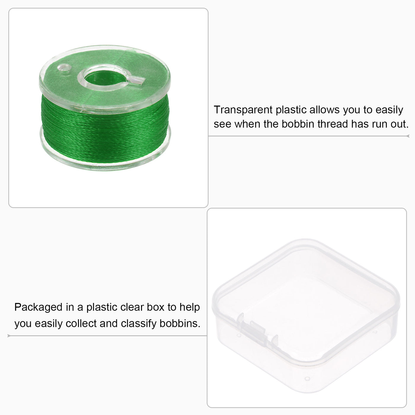 Harfington 2set Prewound Sewing Bobbin Thread with Storage Plastic Case, Green