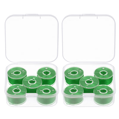 Harfington 2set Prewound Sewing Bobbin Thread with Storage Plastic Case, Green