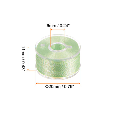 Harfington Prewound Sewing Bobbin Thread Set of 5pcs with Storage Plastic Case, Tea Green