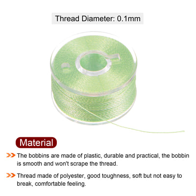 Harfington Prewound Sewing Bobbin Thread Set of 5pcs with Storage Plastic Case, Tea Green