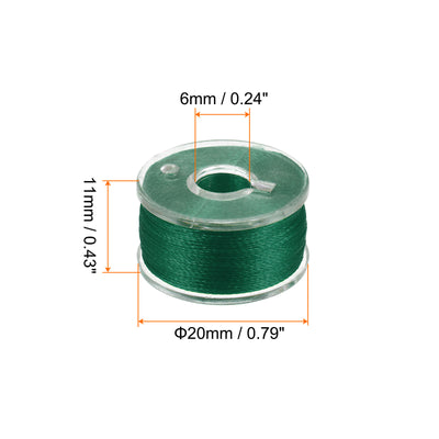 Harfington Prewound Sewing Bobbin Thread Set of 5pcs with Storage Plastic Case, Dark Green