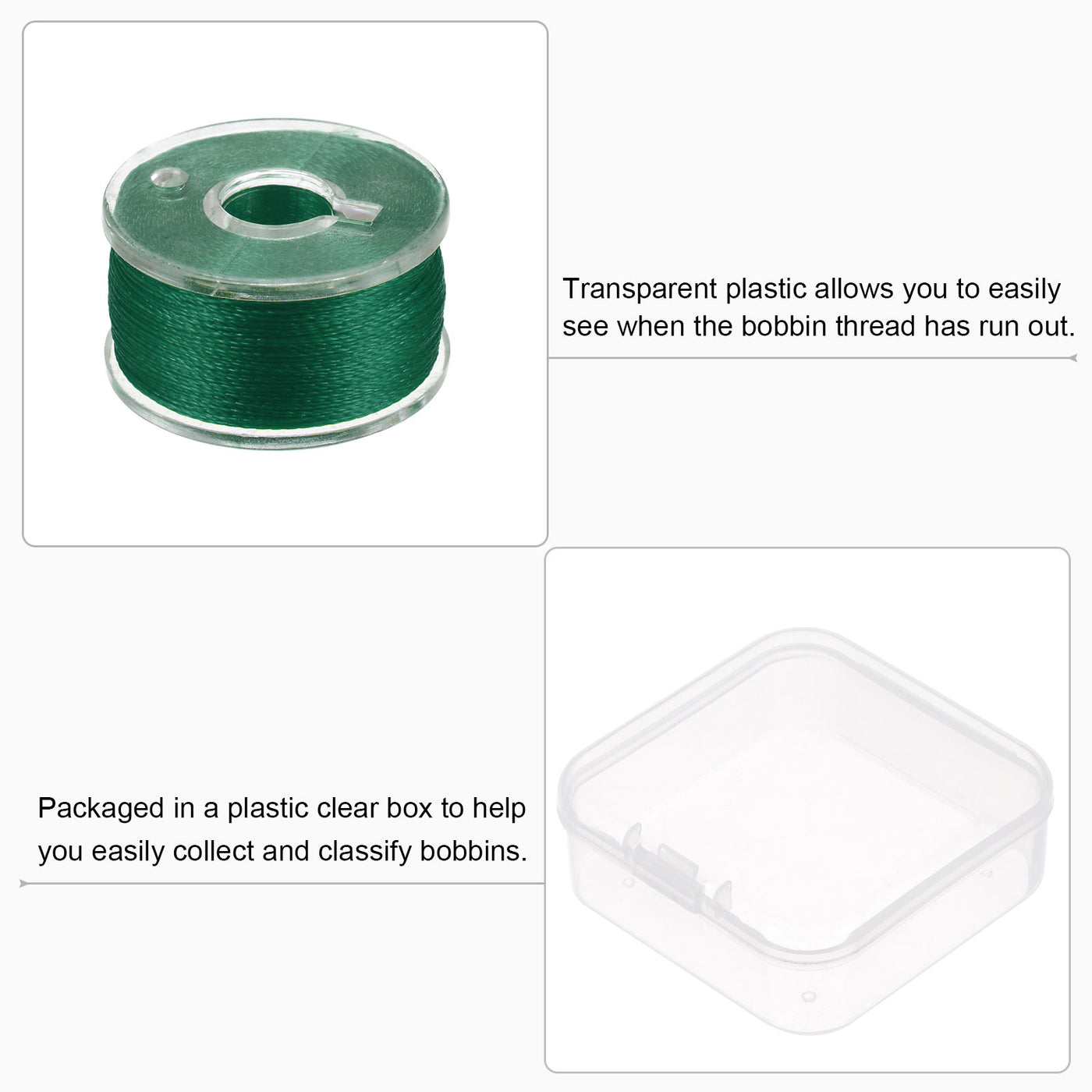 Harfington Prewound Sewing Bobbin Thread Set of 5pcs with Storage Plastic Case, Dark Green