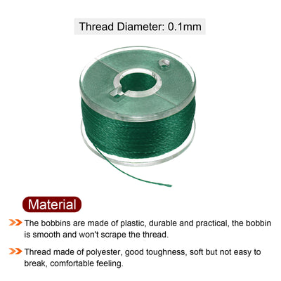 Harfington Prewound Sewing Bobbin Thread Set of 5pcs with Storage Plastic Case, Dark Green