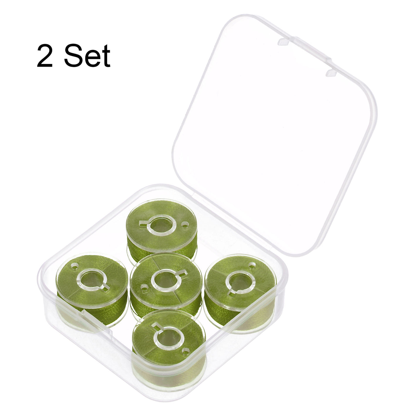 Harfington 2set Prewound Sewing Bobbin Thread with Storage Plastic Case, Olive