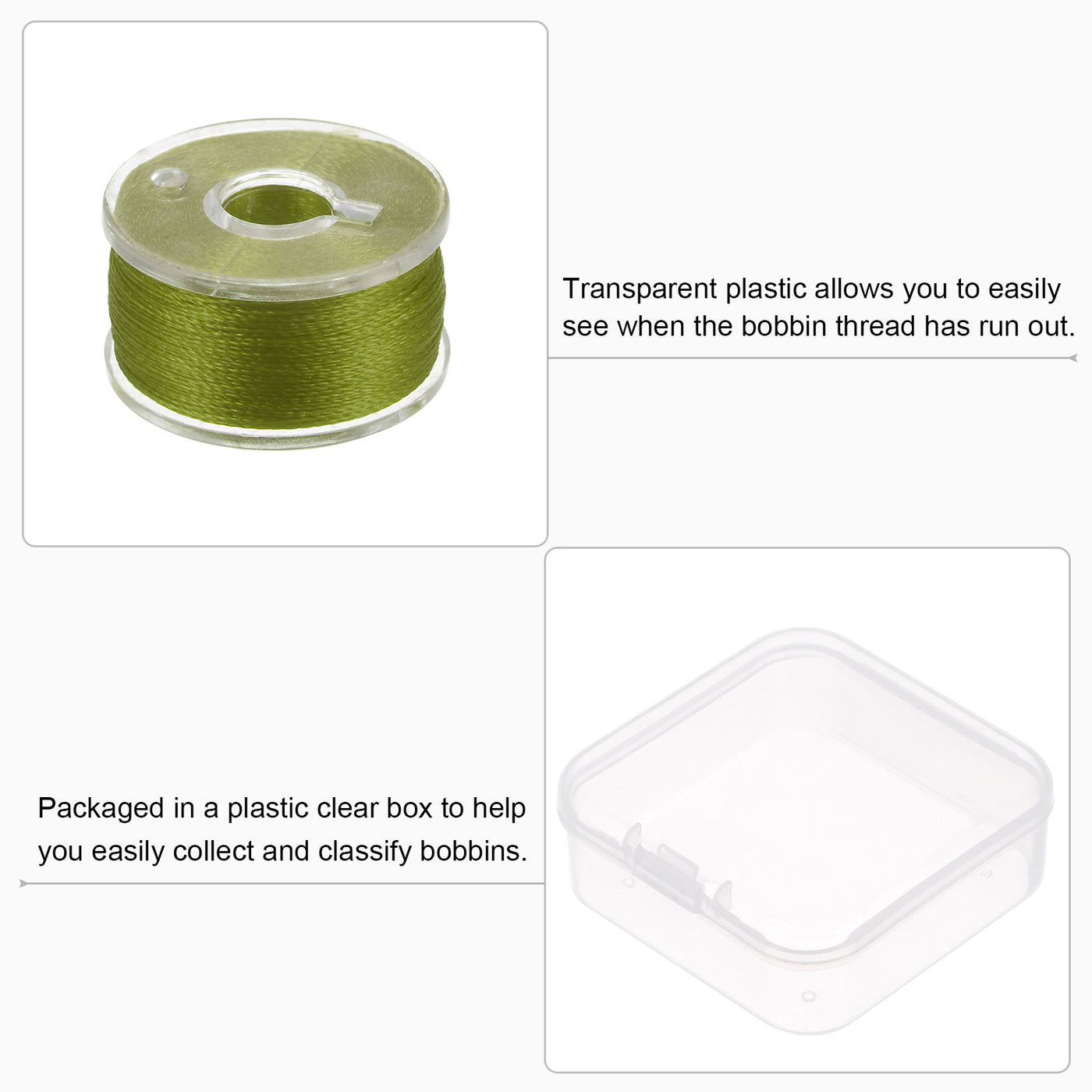 Harfington 2set Prewound Sewing Bobbin Thread with Storage Plastic Case, Olive