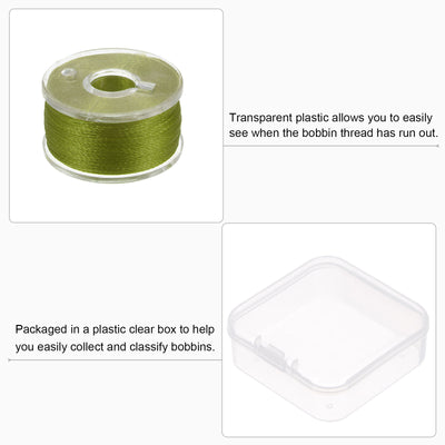 Harfington 2set Prewound Sewing Bobbin Thread with Storage Plastic Case, Olive