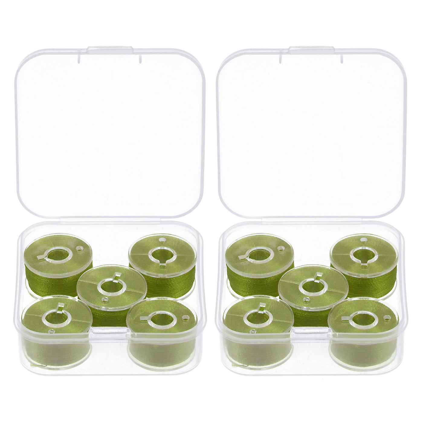 Harfington 2set Prewound Sewing Bobbin Thread with Storage Plastic Case, Olive