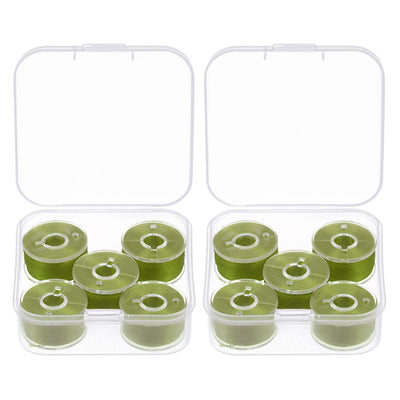 Harfington 2set Prewound Sewing Bobbin Thread with Storage Plastic Case, Olive