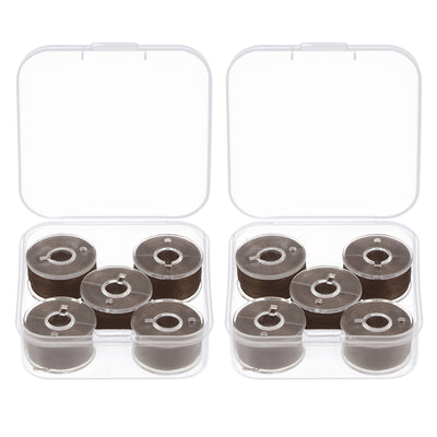 Harfington 2set Prewound Sewing Bobbin Thread with Storage Plastic Case, Coffee