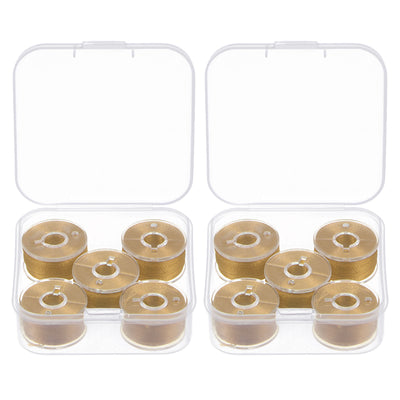 Harfington 2set Prewound Sewing Bobbin Thread with Storage Plastic Case, Gold