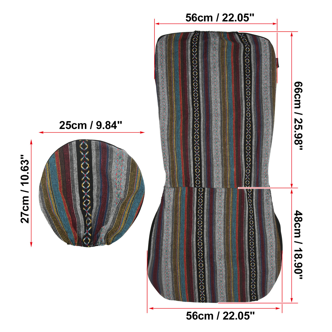 X AUTOHAUX Baja Saddle Blanket Car Seat Covers Front Set with Headrest Cover Washable Breathable Striped Woven Cloth Seat Covers for Most Cars SUV Sedan Truck Multicolor