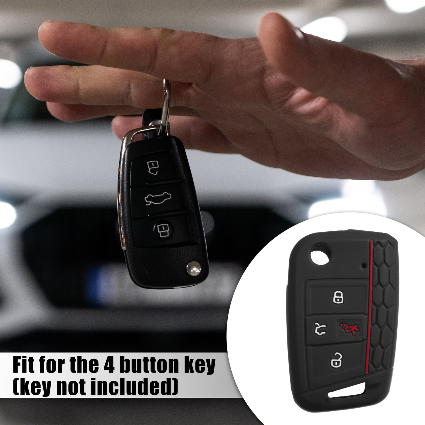 X AUTOHAUX 2 Pcs Black Silicone 4 Buttons Remote Key Fob Cover Case Protector for VW Tiguan 2018-2022