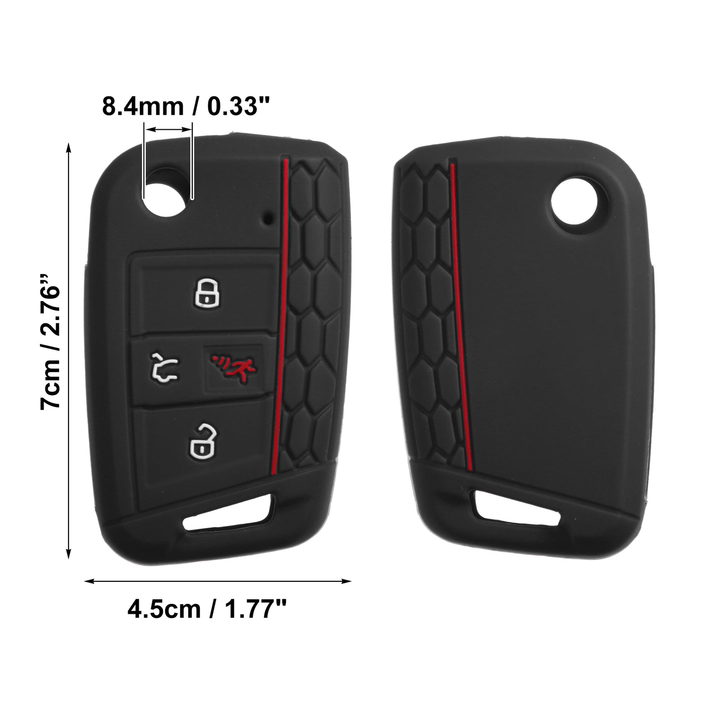 X AUTOHAUX 2 Pcs Black Silicone 4 Buttons Remote Key Fob Cover Case Protector for VW Tiguan 2018-2022