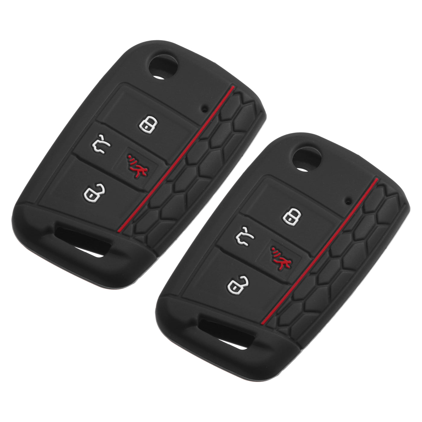 X AUTOHAUX 2 Pcs Black Silicone 4 Buttons Remote Key Fob Cover Case Protector for VW Tiguan 2018-2022