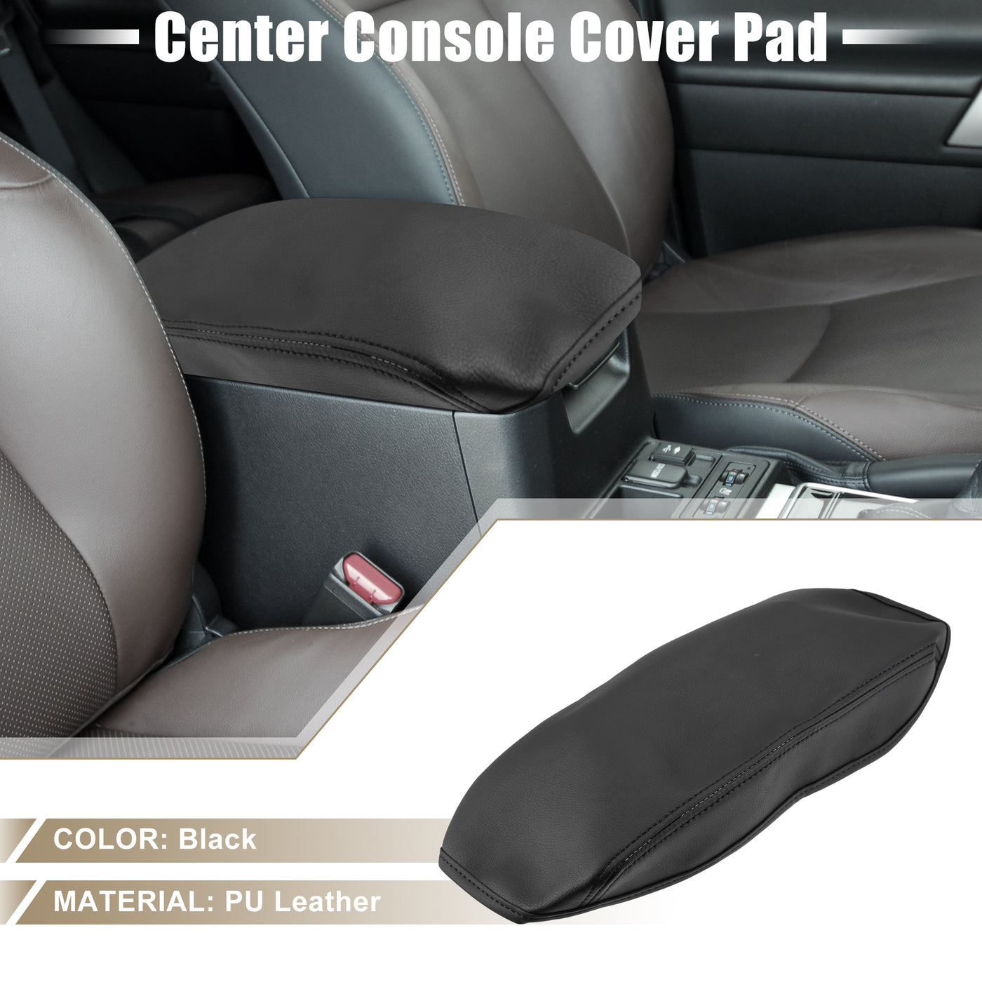 A ABSOPRO Car Auto Center Console Seat Armrest Cover Interior Protective Lid Storage Covers Trim for Toyota RAV4 2013 2014 2015 2016 2017 2018 Faux Leather Black