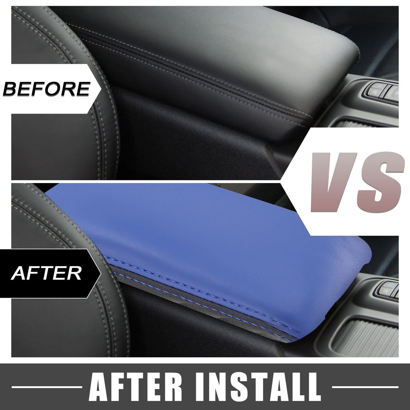 A ABSOPRO Car Center Console Seat Armrest Cover for Honda Civic 2022 2023 11th Gen Interior Protective Lid Storage Covers Trim Faux Leather Black Blue