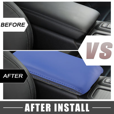 Harfington Car Center Console Seat Armrest Cover for Honda Civic 2022 2023 11th Gen Interior Protective Lid Storage Covers Trim Faux Leather Black Blue