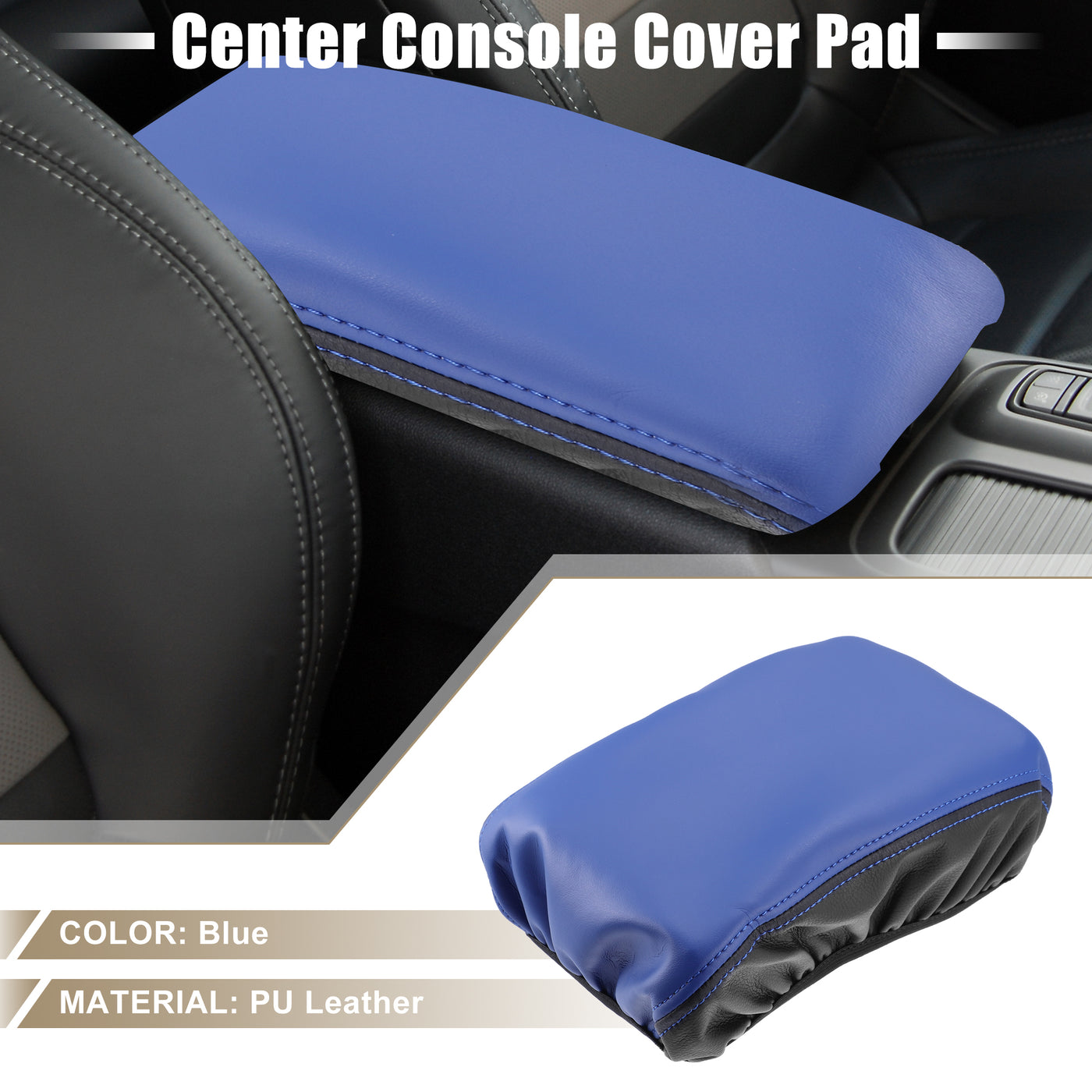 A ABSOPRO Car Center Console Seat Armrest Cover for Honda Civic 2022 2023 11th Gen Interior Protective Lid Storage Covers Trim Faux Leather Black Blue