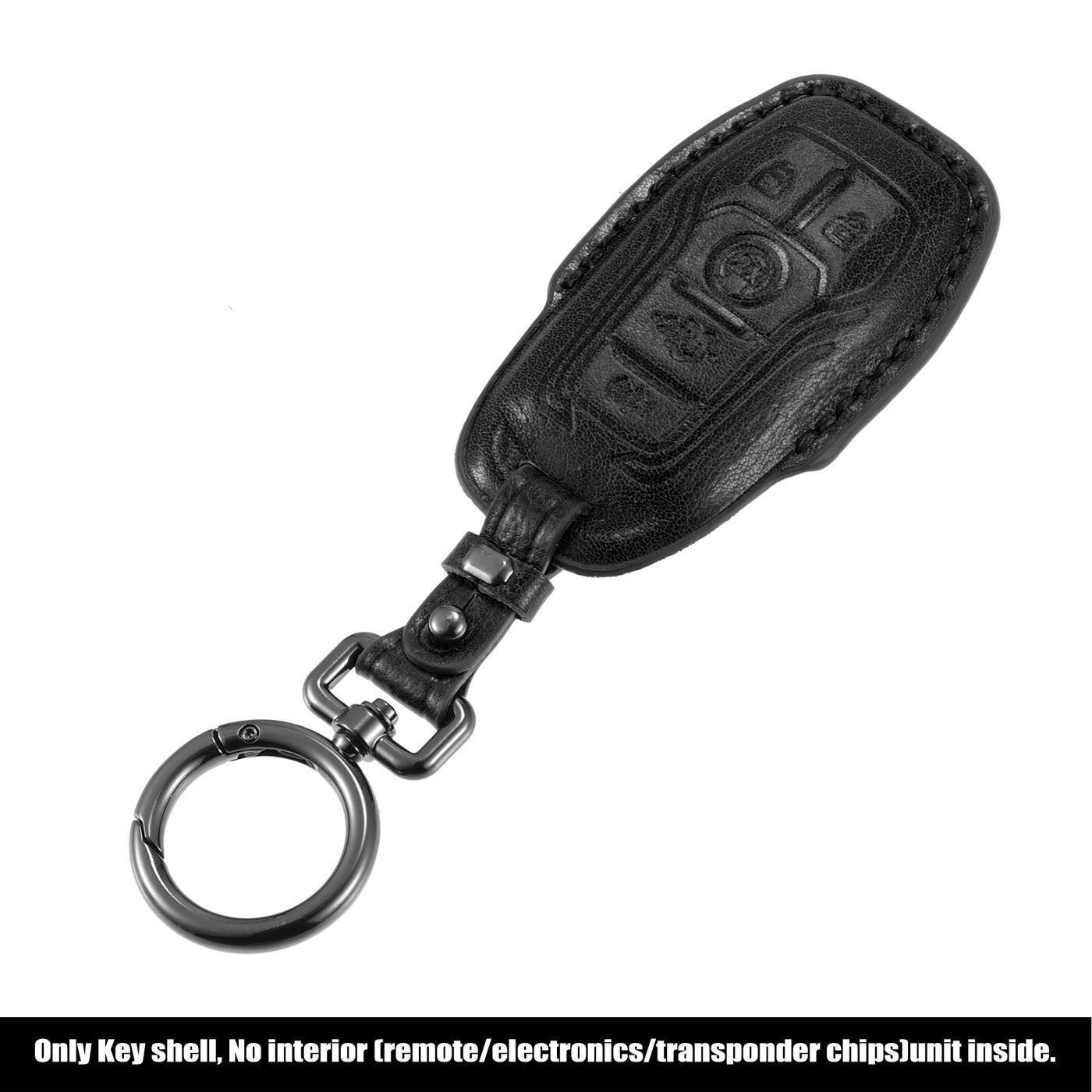 X AUTOHAUX Car Remote Key Fob Case Cover 6 Button Full Protector Black Faux Leather with Key Chain for Ford F150 2015 2016 2017 Explorer 2016 2017 2018 Fusion 2013 2014 2015 2016