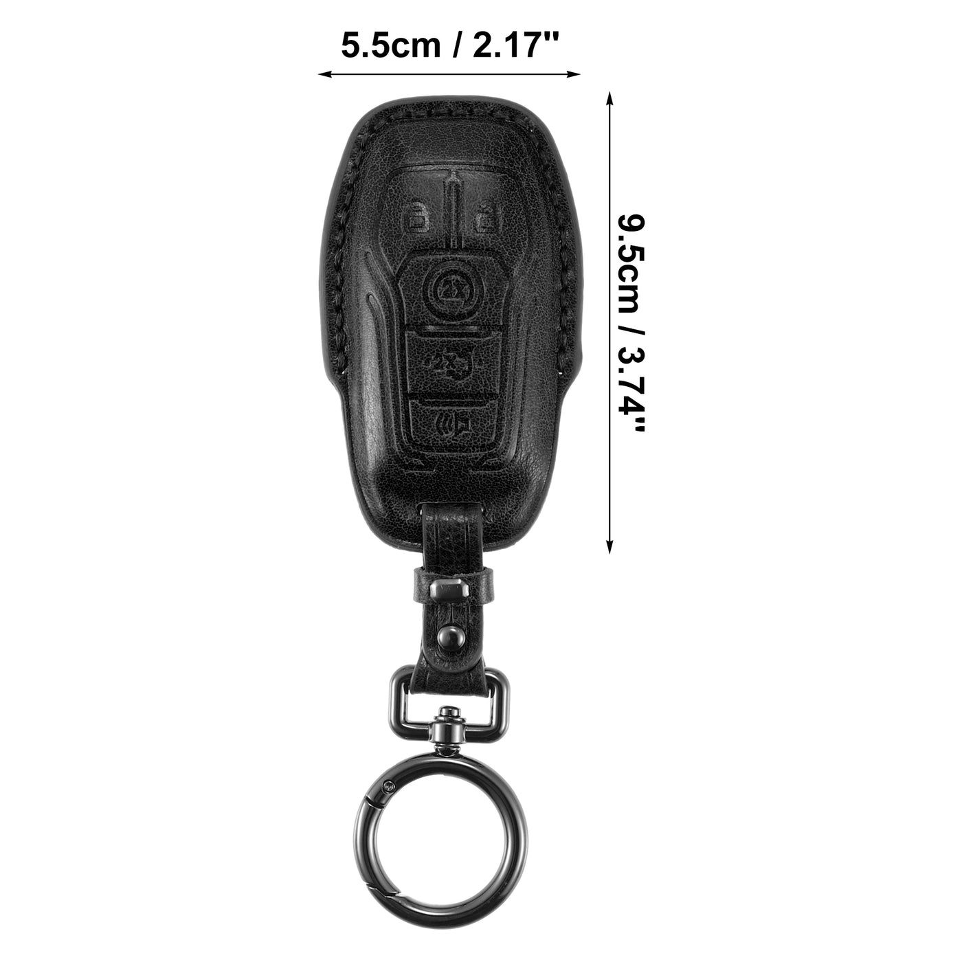 X AUTOHAUX Car Remote Key Fob Case Cover 6 Button Full Protector Black Faux Leather with Key Chain for Ford F150 2015 2016 2017 Explorer 2016 2017 2018 Fusion 2013 2014 2015 2016