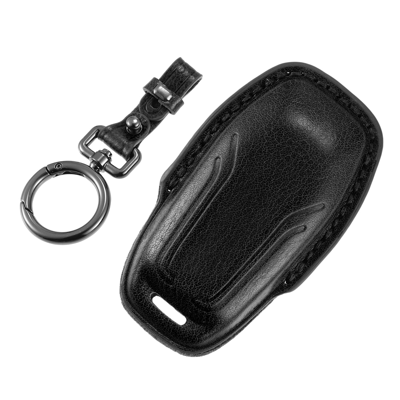 X AUTOHAUX Car Remote Key Fob Case Cover 6 Button Full Protector Black Faux Leather with Key Chain for Ford F150 2015 2016 2017 Explorer 2016 2017 2018 Fusion 2013 2014 2015 2016