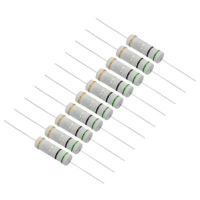 Harfington 20 Stück. 5 Watt 0,5 Ohm Kohleschichtwiderstand, 5% Toleranz Widerstände Axial bleifarbener Ring für DIY-Projekte und Experimente