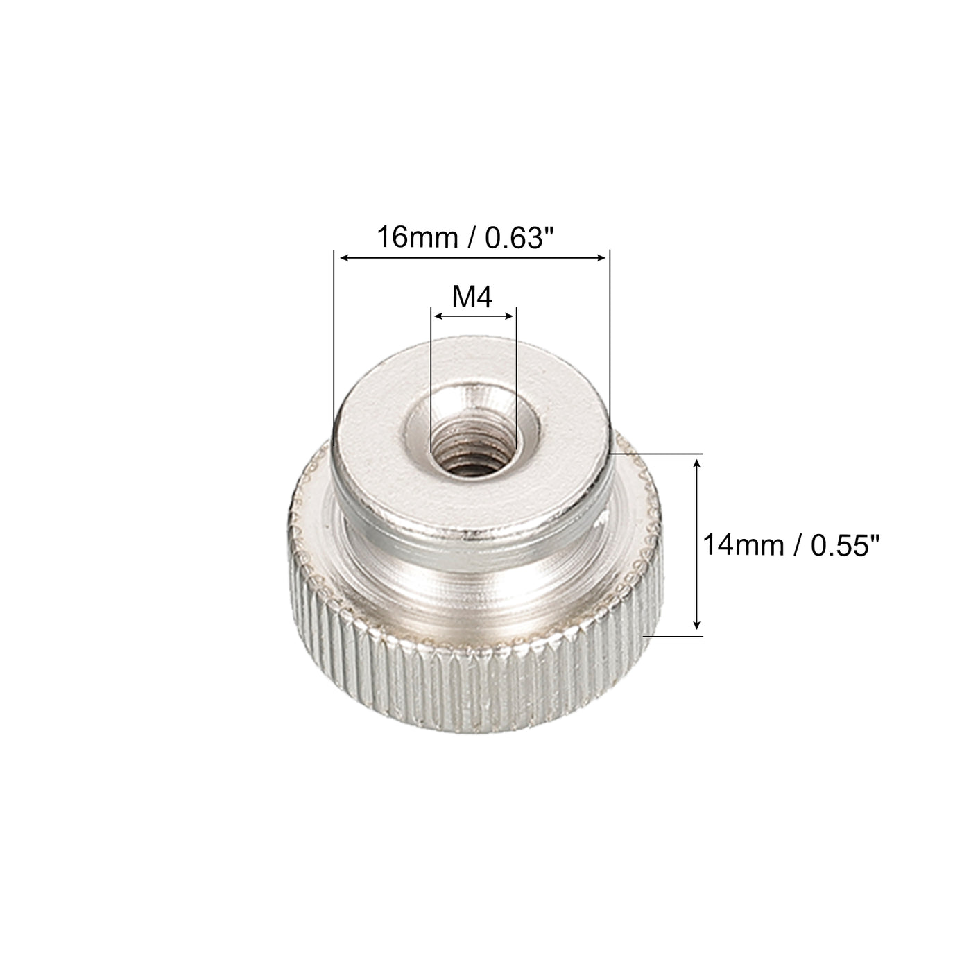 uxcell Uxcell Knurled Thumb Nuts, 4pcs M4 x D16mm x H14mm Carbon Steel Blind Hole Nuts