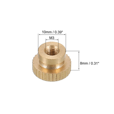 Harfington Uxcell Knurled Thumb Nuts, 5pcs M3 x D10mm x H8mm Brass Blind Hole Knurled Thumb Nuts