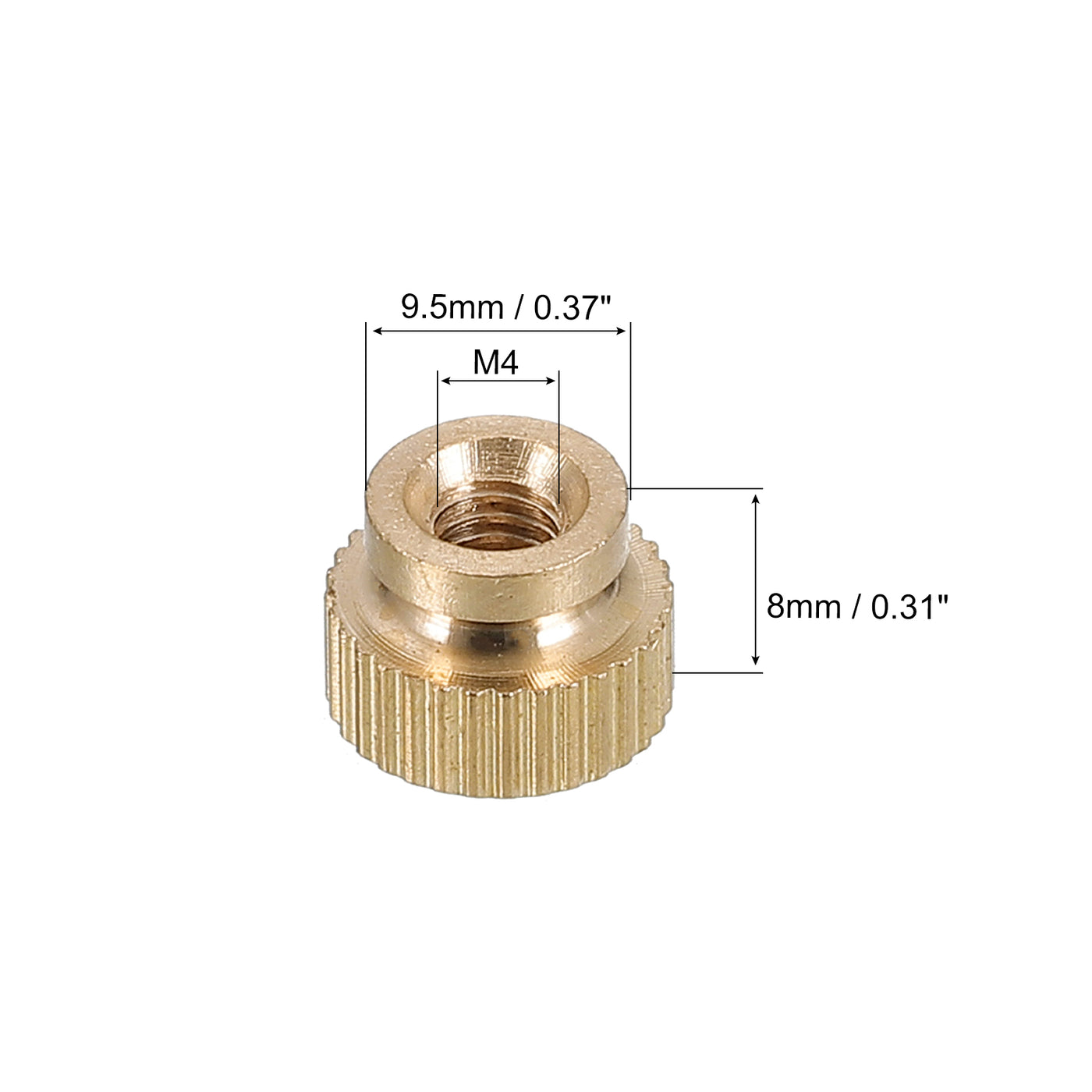 uxcell Uxcell Rändelmuttern 5pcs M4 x T9,5mm x H8mm Kohlenstoffstahl Rändelmutter mit Kragen Hoher Kopf Sackloch Rändelmuttern für 3D Druckerteile