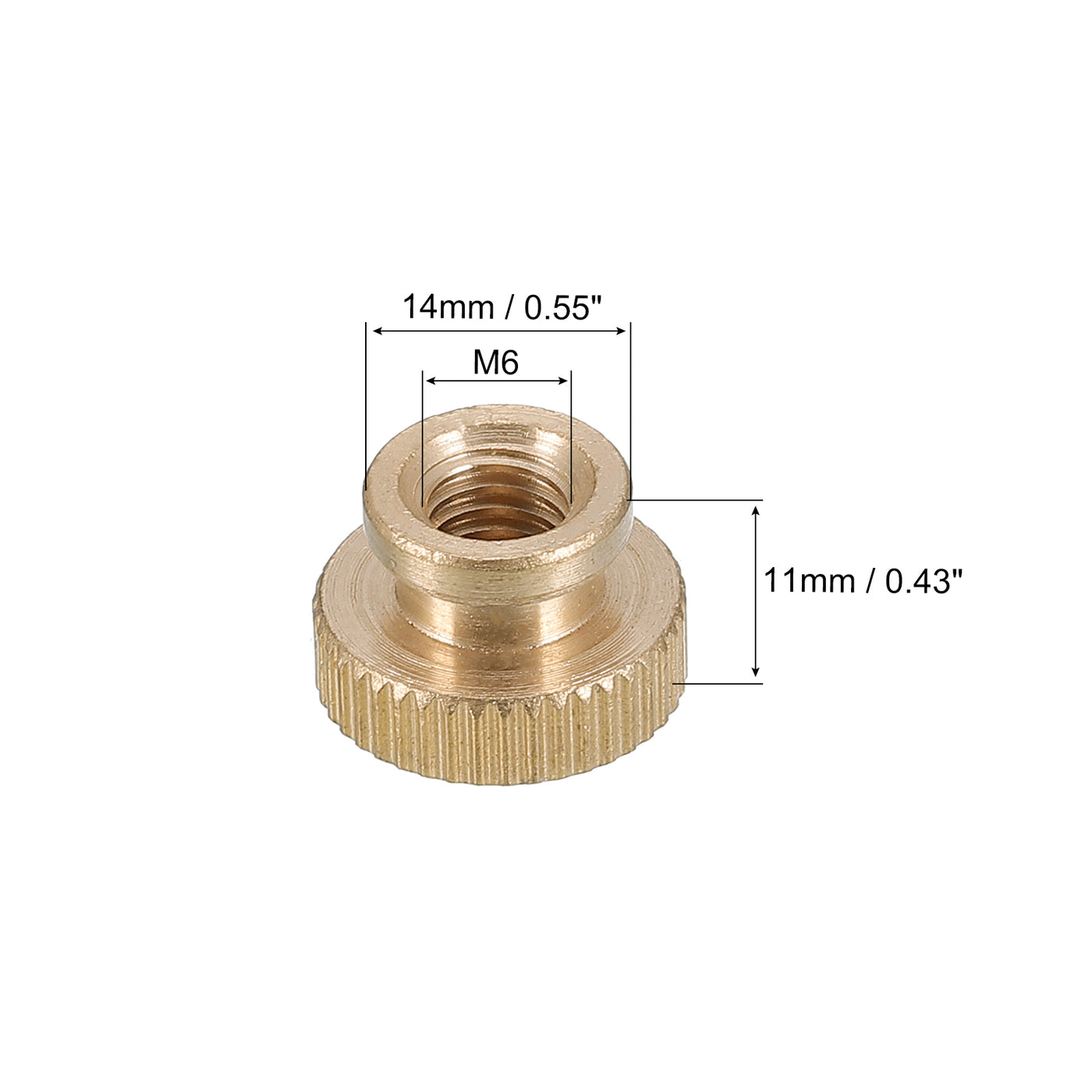 uxcell Uxcell Knurled Thumb Nuts, 5pcs M6 x D14mm x H11mm Brass Blind Hole Knurled Thumb Nuts