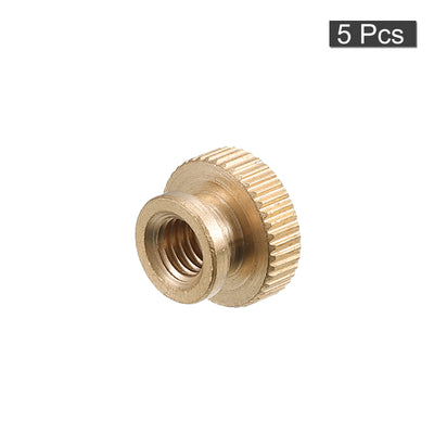 Harfington Uxcell Knurled Thumb Nuts, 5pcs M6 x D14mm x H11mm Brass Blind Hole Knurled Thumb Nuts