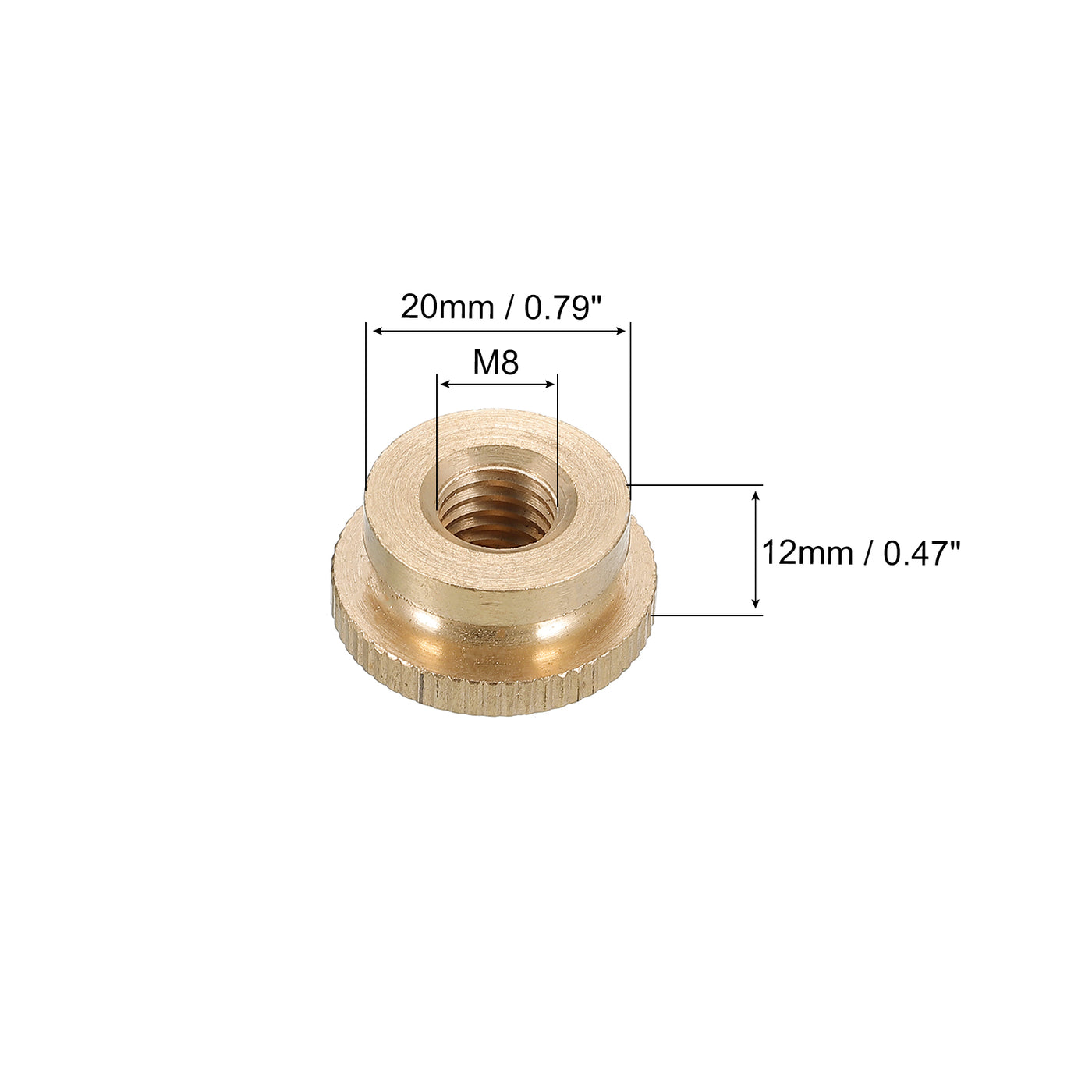 uxcell Uxcell Knurled Thumb Nuts, 2pcs M8 x D20mm x H12mm Brass Blind Hole Knurled Thumb Nuts