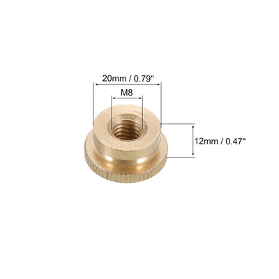 Harfington Uxcell Knurled Thumb Nuts, 2pcs M8 x D20mm x H12mm Brass Blind Hole Knurled Thumb Nuts