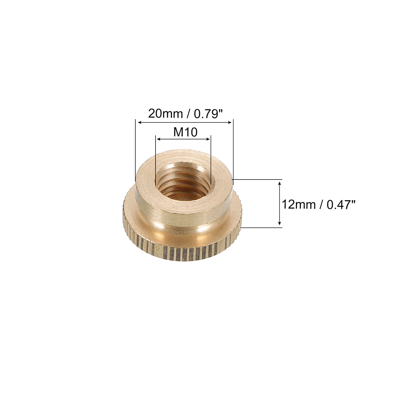 uxcell Uxcell Rändelmuttern 2pcs M10 x T20mm x H12mm Kohlenstoffstahl Rändelmutter mit Kragen Hoher Kopf Sackloch Rändelmuttern für 3D Druckerteile