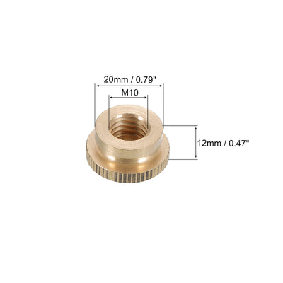 Harfington Uxcell Rändelmuttern 2pcs M10 x T20mm x H12mm Kohlenstoffstahl Rändelmutter mit Kragen Hoher Kopf Sackloch Rändelmuttern für 3D Druckerteile