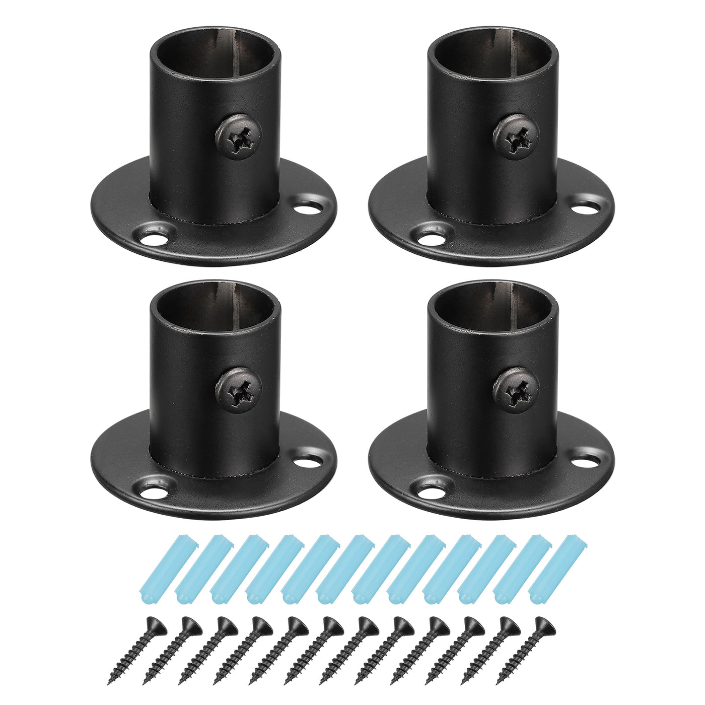 uxcell Uxcell Stainless Steel Pole Socket Flange Rod Holder Bracket Support for Bathroom Closet Curtain