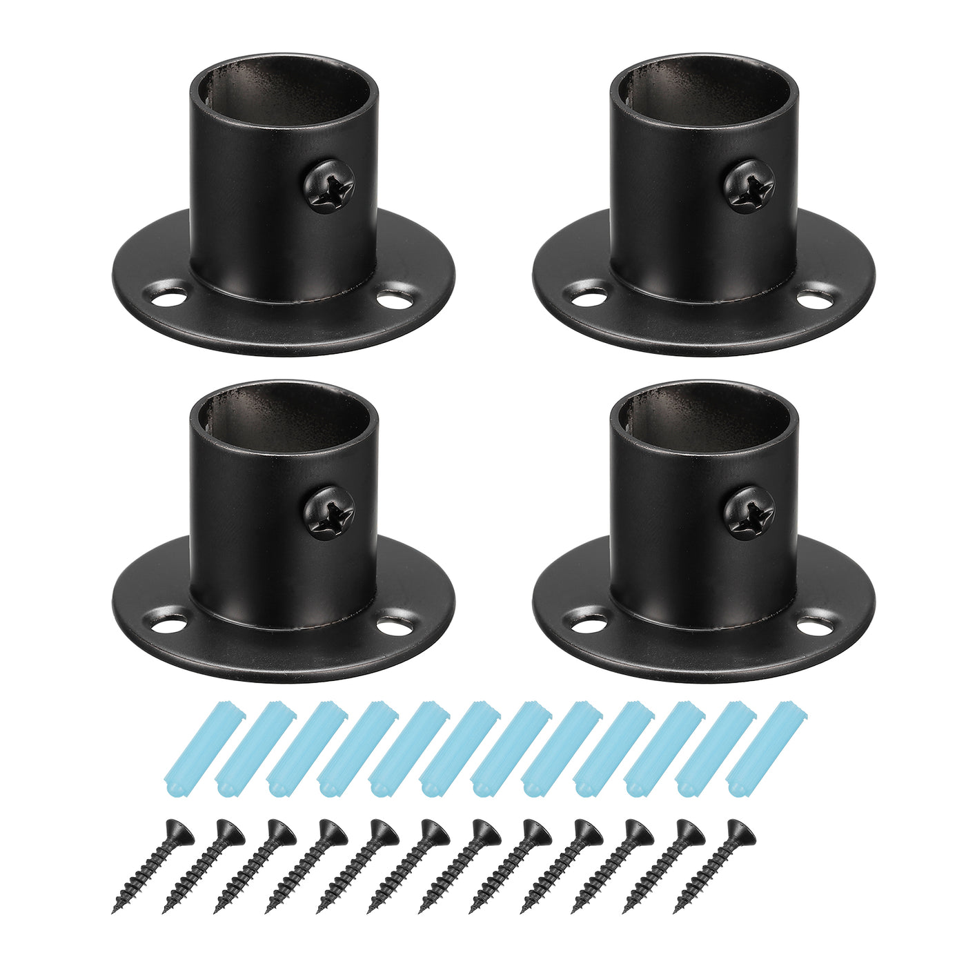 uxcell Uxcell Stainless Steel Pole Socket Flange Rod Holder Bracket Support for Bathroom Closet Curtain