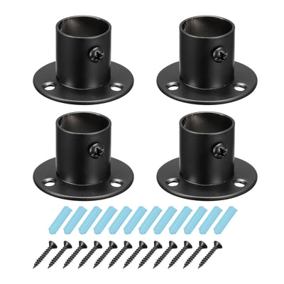 Harfington Uxcell Stainless Steel Pole Socket Flange Rod Holder Bracket Support for Bathroom Closet Curtain